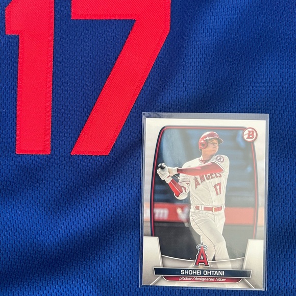 Shohei Ohtani Jersey and Card Mens Large Blue Los Angeles Dodgers - Picture 6 of 8